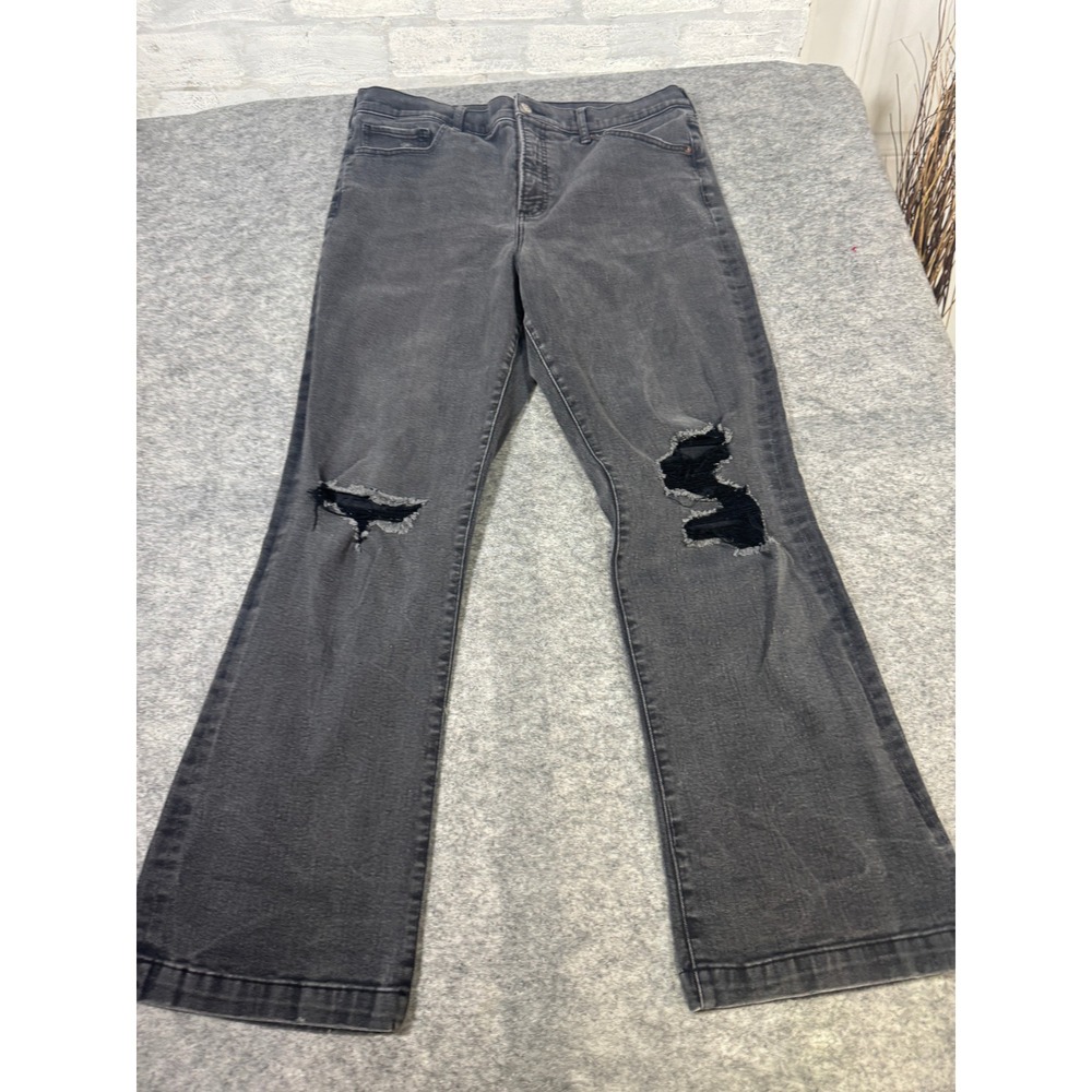 Express 90s Boot High Rise Distressed Jeans Womens 14R Faded Black Bootcut